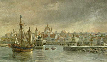 Alte Hafenansicht von Visby